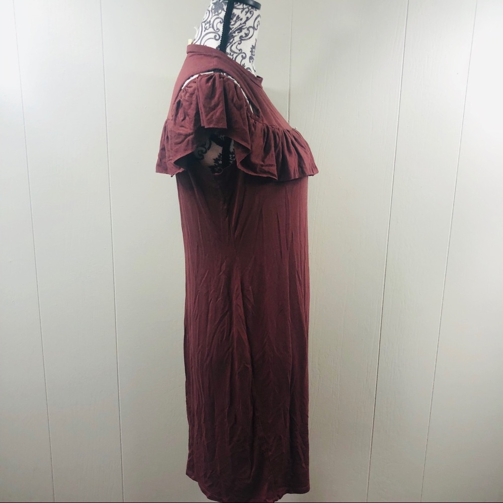 Burnt Sienna Cold Shoulder Dress Size Size Medium - Picture 3 of 6